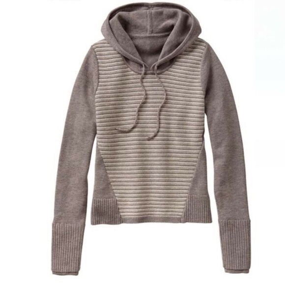 Athleta Sweaters - Athleta Merino Wool Stripe Hooded Sweater